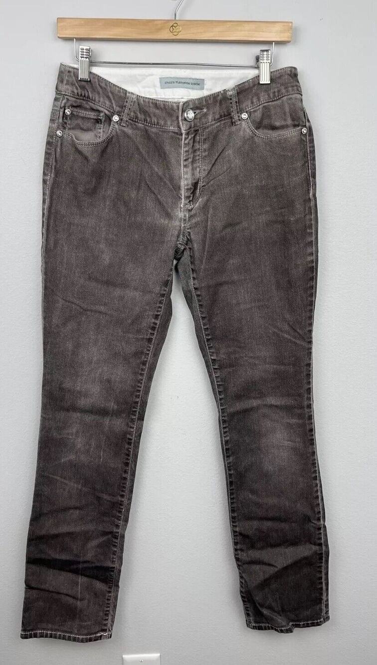Chico’s Platinum Straight Leg Jean Pants Women Chico Size 0 Gray